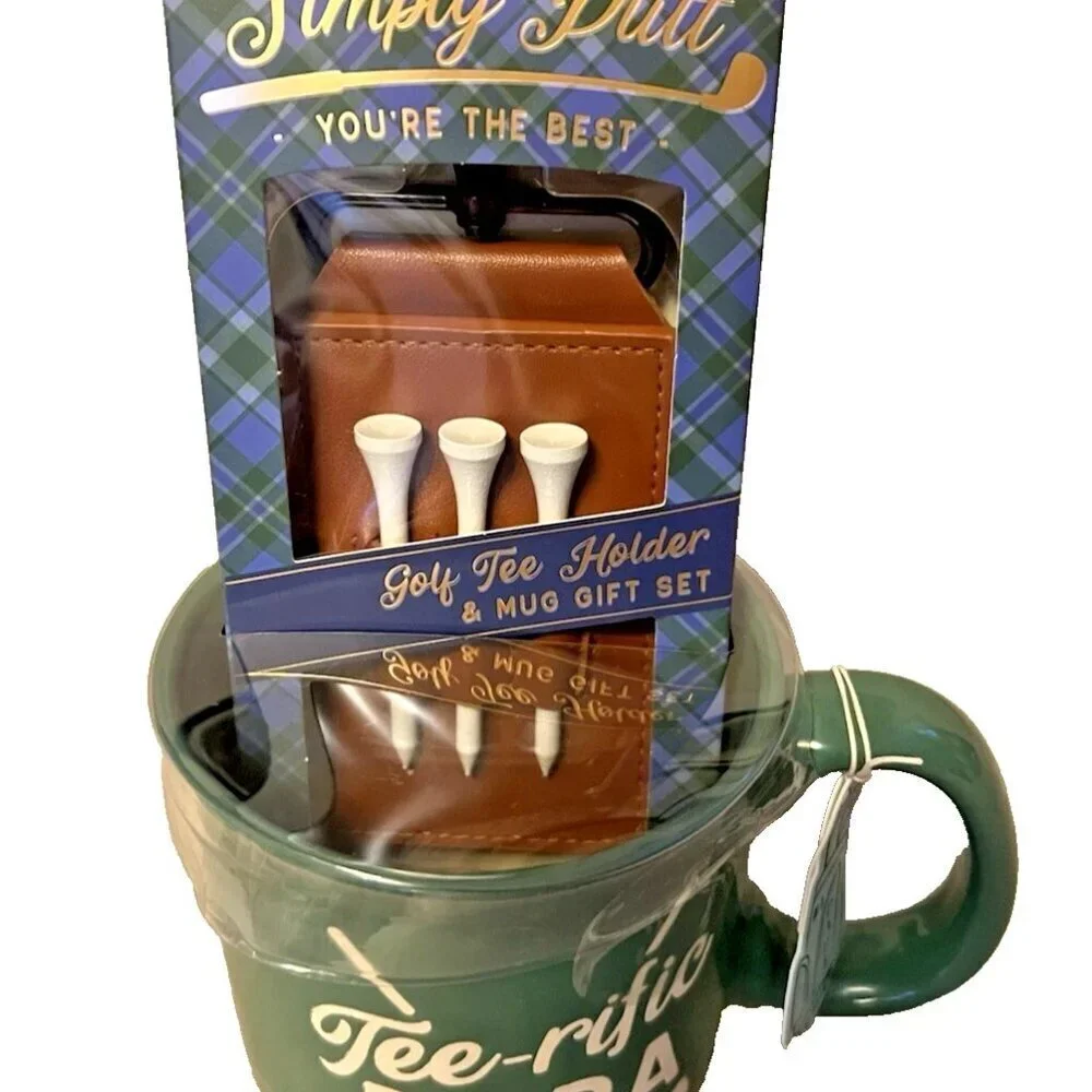 NEW TEE-RIFIC PAPA Golf Tee Holder & Green Mug Set by Eccolo